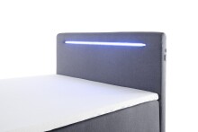 Boxspringbett >LAS VEGAS II< Liegefläche 140x200cm, anthrazit/ LED, Stellmaß: 142x110x209cm (BxHxT)