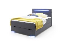 Boxspringbett >LAS VEGAS II< Liegefläche 140x200cm, anthrazit/ LED, Stellmaß: 142x110x209cm (BxHxT)