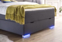 Boxspringbett >LAS VEGAS II< Liegefläche 140x200cm, anthrazit/ LED, Stellmaß: 142x110x209cm (BxHxT)
