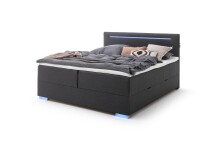 Boxspringbett >LAS VEGAS II< Liegefläche 180x200cm, anthrazit/ LED, Stellmaß: 182x110x209cm (BxHxT)