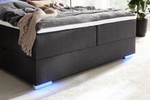 Boxspringbett >LAS VEGAS II< Liegefläche 180x200cm, anthrazit/ LED, Stellmaß: 182x110x209cm (BxHxT)