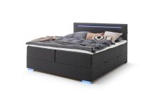 Boxspringbett >LAS VEGAS II< Liegefläche 180x200cm, anthrazit/ LED, Stellmaß: 182x110x209cm (BxHxT)
