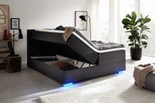 Boxspringbett >LAS VEGAS II< Liegefläche 180x200cm, anthrazit/ LED, Stellmaß: 182x110x209cm (BxHxT)