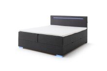 Boxspringbett >LAS VEGAS II< Liegefläche 180x200cm, anthrazit/ LED, Stellmaß: 182x110x209cm (BxHxT)