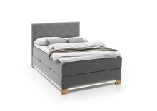 Boxspringbett >Messina< Liegefläche 120x200cm, hellgrau, Stellmaß: 122x120x211cm (BxHxT)