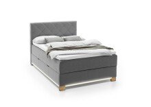 Boxspringbett >Messina< Liegefläche 120x200cm, hellgrau, Stellmaß: 122x120x211cm (BxHxT)