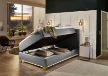 Boxspringbett >Messina< Liegefläche 140x200 cm, hellgrau, Stellmaß: 142x120x213cm (BxHxT)