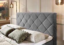 Boxspringbett >Messina< Liegefläche 140x200 cm, hellgrau, Stellmaß: 142x120x213cm (BxHxT)
