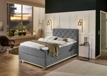 Boxspringbett >Messina< Liegefläche 140x200 cm, hellgrau, Stellmaß: 142x120x213cm (BxHxT)