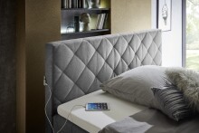 Boxspringbett >Messina< Liegefläche 160x200cm, hellgrau, Stellmaß: 162x120x213cm (BxHxT)