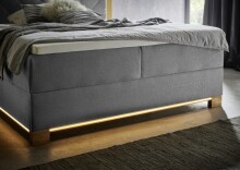 Boxspringbett >Messina< Liegefläche 160x200cm, hellgrau, Stellmaß: 162x120x213cm (BxHxT)