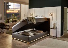 Boxspringbett >Messina< Liegefläche 120x200cm, anthrazit, Stellmaß: 122x120x213cm (BxHxT)
