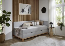 Polsterliege >Santos< Liegefläche 90x200cm, Farbe hellgrau, Stellmaß: 97x88x207cm (BxHxT)