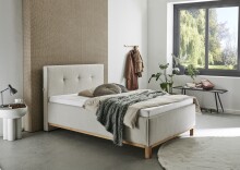 Polsterbett >Catania II< Liegefläche 140x200cm, Farbe beige - Stellmaß: 148x110x214cm (BxHxT)