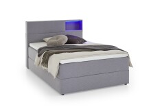 Boxspringbett >Caja< Liegefläche 120x200cm, hellgrau, Stellmaß: 127x111x216cm (BxHxT)