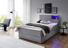 Boxspringbett >Caja< Liegefläche 120x200cm, hellgrau, Stellmaß: 127x111x216cm (BxHxT)