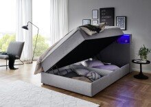 Boxspringbett >Caja< Liegefläche 120x200cm, hellgrau, Stellmaß: 127x111x216cm (BxHxT)