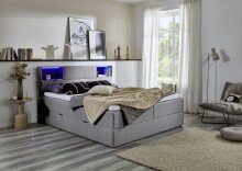 Boxspringbett >Caja< Liegefläche 160x200cm, hellgrau, Stellmaß: 167x111x216cm (BxHxT)