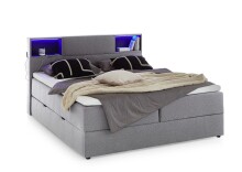 Boxspringbett >Caja< Liegefläche 180x200cm, hellgrau, Stellmaß: 187x111x216cm (BxHxT)