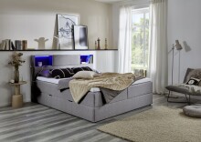 Boxspringbett >Caja< Liegefläche 180x200cm, hellgrau, Stellmaß: 187x111x216cm (BxHxT)