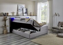 Boxspringbett >Caja< Liegefläche 180x200cm, hellgrau, Stellmaß: 187x111x216cm (BxHxT)
