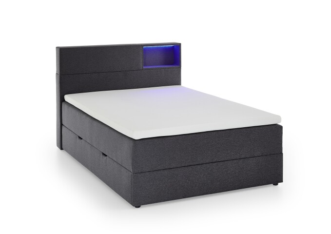 Boxspringbett >Caja< Liegefläche 120x200cm, anthrazit, Stellmaß: 127x111x216cm (BxHxT)