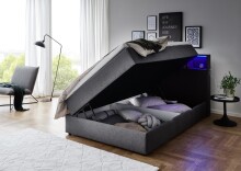 Boxspringbett >Caja< Liegefläche 120x200cm, anthrazit, Stellmaß: 127x111x216cm (BxHxT)