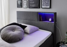 Boxspringbett >Caja< Liegefläche 120x200cm, anthrazit, Stellmaß: 127x111x216cm (BxHxT)