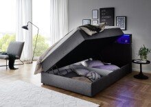 Boxspringbett >Caja< Liegefläche 120x200cm, anthrazit, Stellmaß: 127x111x216cm (BxHxT)