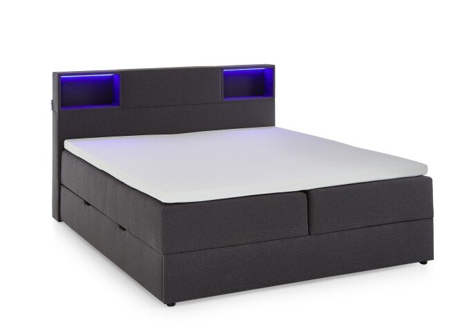Boxspringbett >Caja< Liegefläche 160x200cm, anthrazit, Stellmaß: 167x111x216cm (BxHxT)