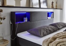 Boxspringbett >Caja< Liegefläche 160x200cm, anthrazit, Stellmaß: 167x111x216cm (BxHxT)