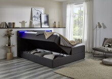 Boxspringbett >Caja< Liegefläche 180x200cm, anthrazit, Stellmaß: 187x111x216cm (BxHxT)
