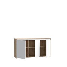 Sideboard >Skelpe< 3 Türen, Weiß / Artisan Eiche Dekor - 152,6x78,5x42cm (BxHxT)