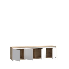 Lowboard >Skelpe< 4 Türen, Weiß/ Artisan Eiche Dekor - 188,3x49,7x42cm (BxHxT)