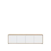 Lowboard >Skelpe< 4 Türen, Weiß/ Artisan Eiche Dekor - 188,3x49,7x42cm (BxHxT)