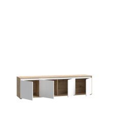 Lowboard >Skelpe< 4 Türen, Weiß/ Artisan Eiche Dekor - 188,3x49,7x42cm (BxHxT)