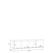 Lowboard >Skelpe< 4 Türen, Weiß/ Artisan Eiche Dekor - 188,3x49,7x42cm (BxHxT)