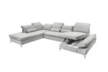 Wohnlandschaft >MELFI< Schlaffunktion, Stauraum, Bezug schlammfarbig - 350x73x245 (BxHxT)