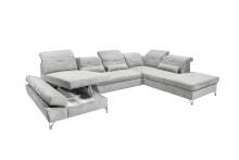 Wohnlandschaft >MELFI< Schlaffunktion, Stauraum, Bezug schlammfarbig - 350x73x245 (BxHxT)