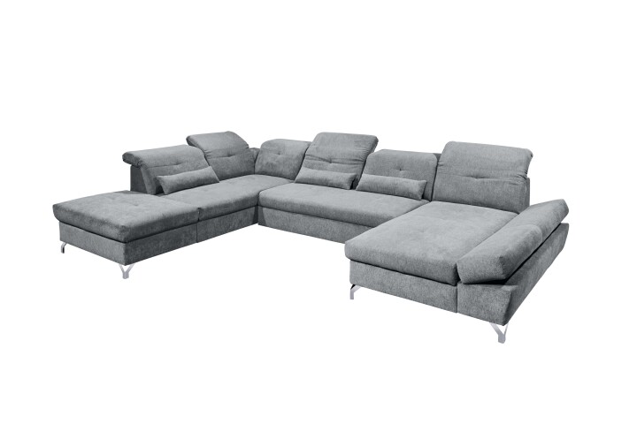 Wohnlandschaft >MELFI< Schlaffunktion, Stauraum, Bezug anthrazit - 350x73x245 (BxHxT)