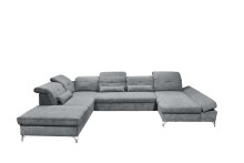 Wohnlandschaft >MELFI< Schlaffunktion, Stauraum, Bezug anthrazit - 350x73x245 (BxHxT)