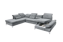 Wohnlandschaft >MELFI< Schlaffunktion, Stauraum, Bezug anthrazit - 350x73x245 (BxHxT)