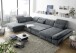 Wohnlandschaft >MELFI< Schlaffunktion, Stauraum, Bezug anthrazit - 350x73x245 (BxHxT)