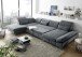 Wohnlandschaft >MELFI< Schlaffunktion, Stauraum, Bezug anthrazit - 350x73x245 (BxHxT)