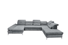 Wohnlandschaft >MELFI< Schlaffunktion, Stauraum, Bezug anthrazit - 350x73x245 (BxHxT)