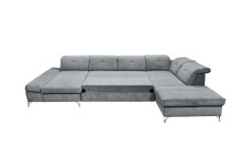 Wohnlandschaft >MELFI< Schlaffunktion, Stauraum, Bezug anthrazit - 350x73x245 (BxHxT)
