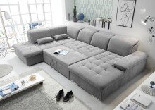 Wohnlandschaft >WAYNE< Schlaffunktion, Stauraum, Bezug dark grey - 380x81x240 (BxHxT)