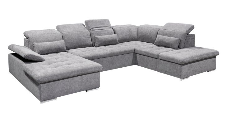 Wohnlandschaft >WAYNE< Schlaffunktion, Stauraum, Bezug dark grey - 380x81x240 (BxHxT)