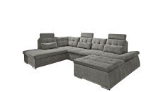 Wohnlandschaft >NALO< Schlaffunktion, Kopfstützen, Bezug stone - 324x103x219 (BxHxT)