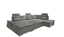 Wohnlandschaft >NALO< Schlaffunktion, Kopfstützen, Bezug stone - 324x103x219 (BxHxT)